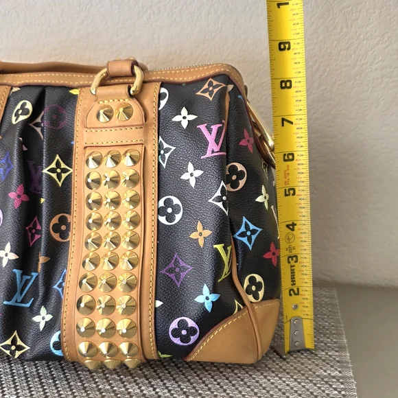 Louis Vuitton Black Monogram Multicolor Murakami Gold Studded Courtney Satchel - Picture 14 of 15